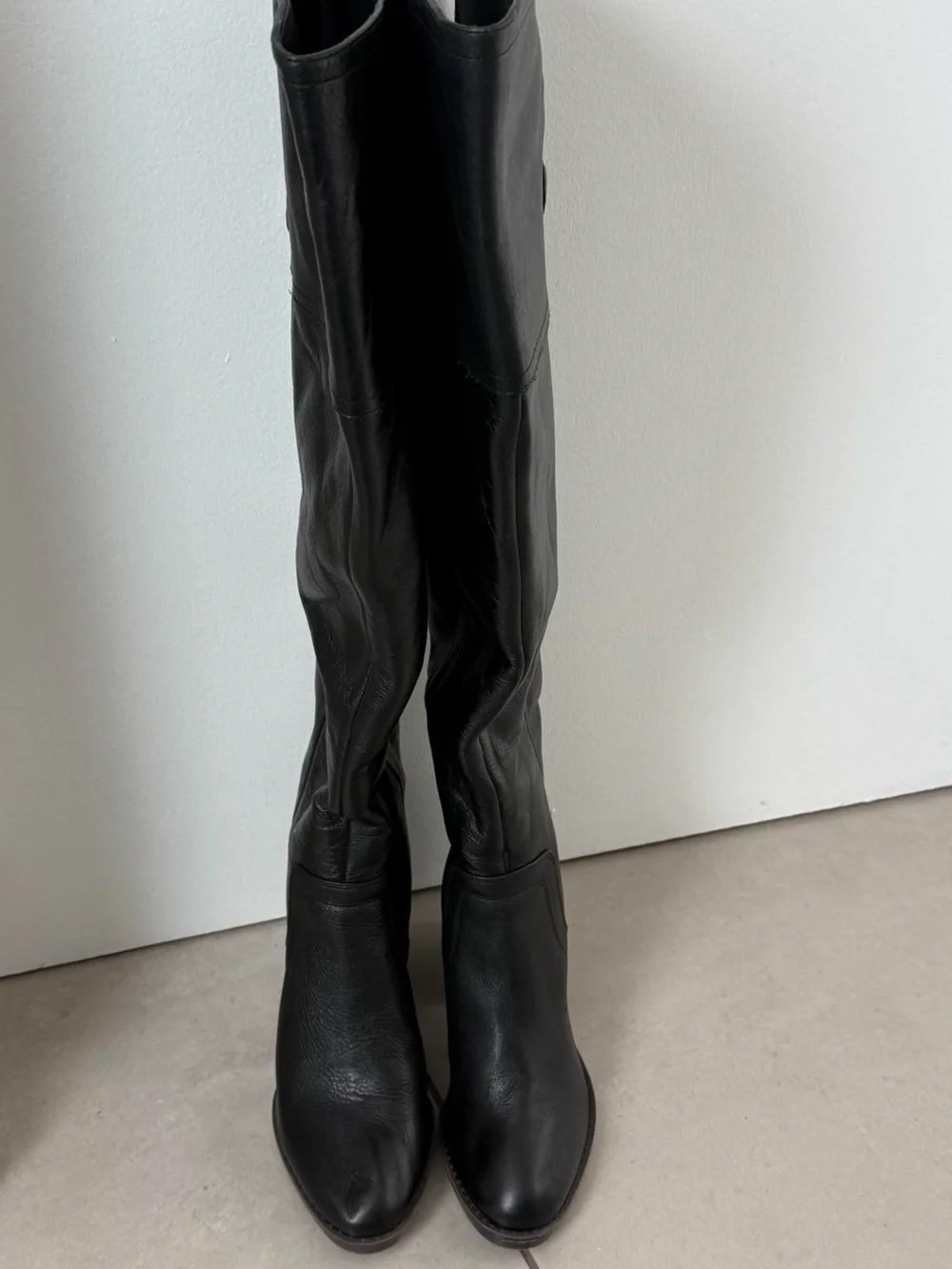 Y2K inspired Black Knee High Boots Tall Riding Boots